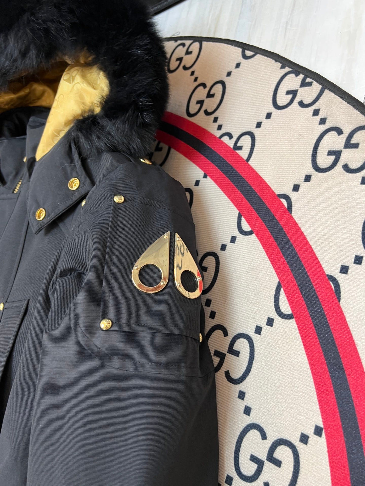 Moose Knuckles Men's Longline Parka with Gold-Tone Detail