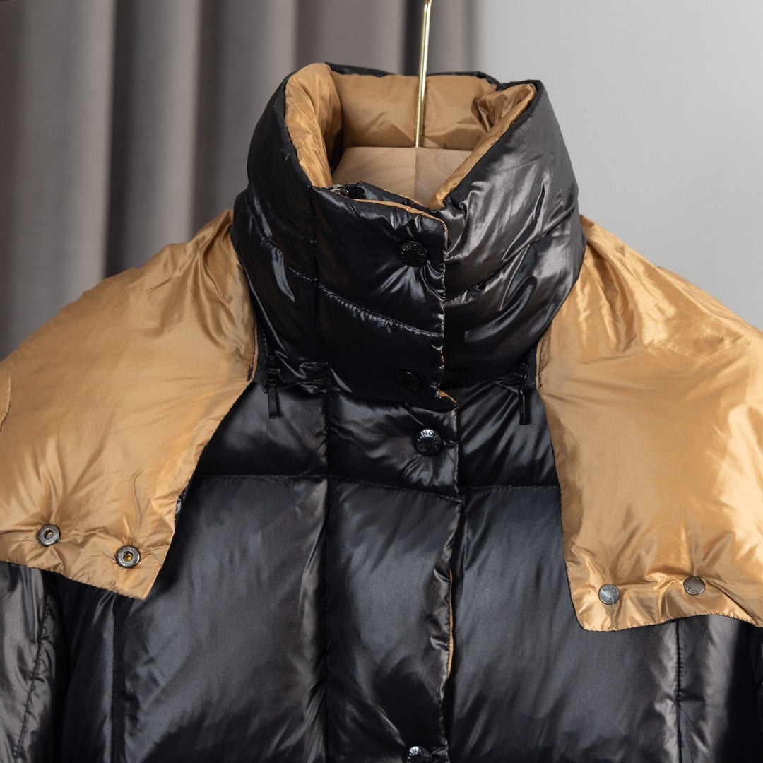 Moncler Parana Quilted Puffer Jacket with Contrast Gold-Tone Detail