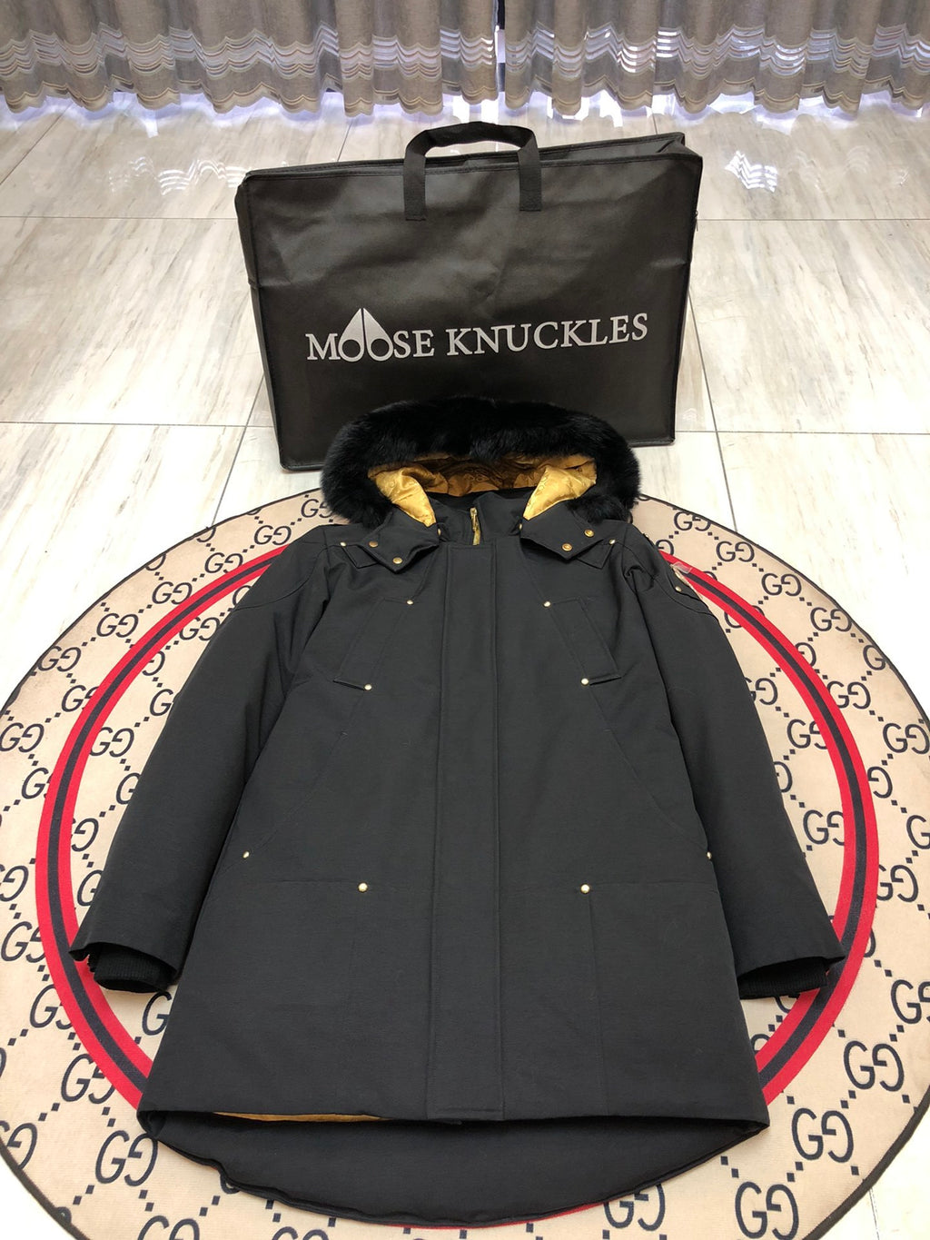 Moose Knuckles Men's Longline Parka with Gold-Tone Detail