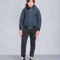 Moose Knuckles Kids' Original Shearling Hooded Bomber Jacket - Navy