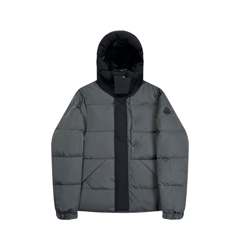 Hooded Puffer Jacket with Contrast Front Panel