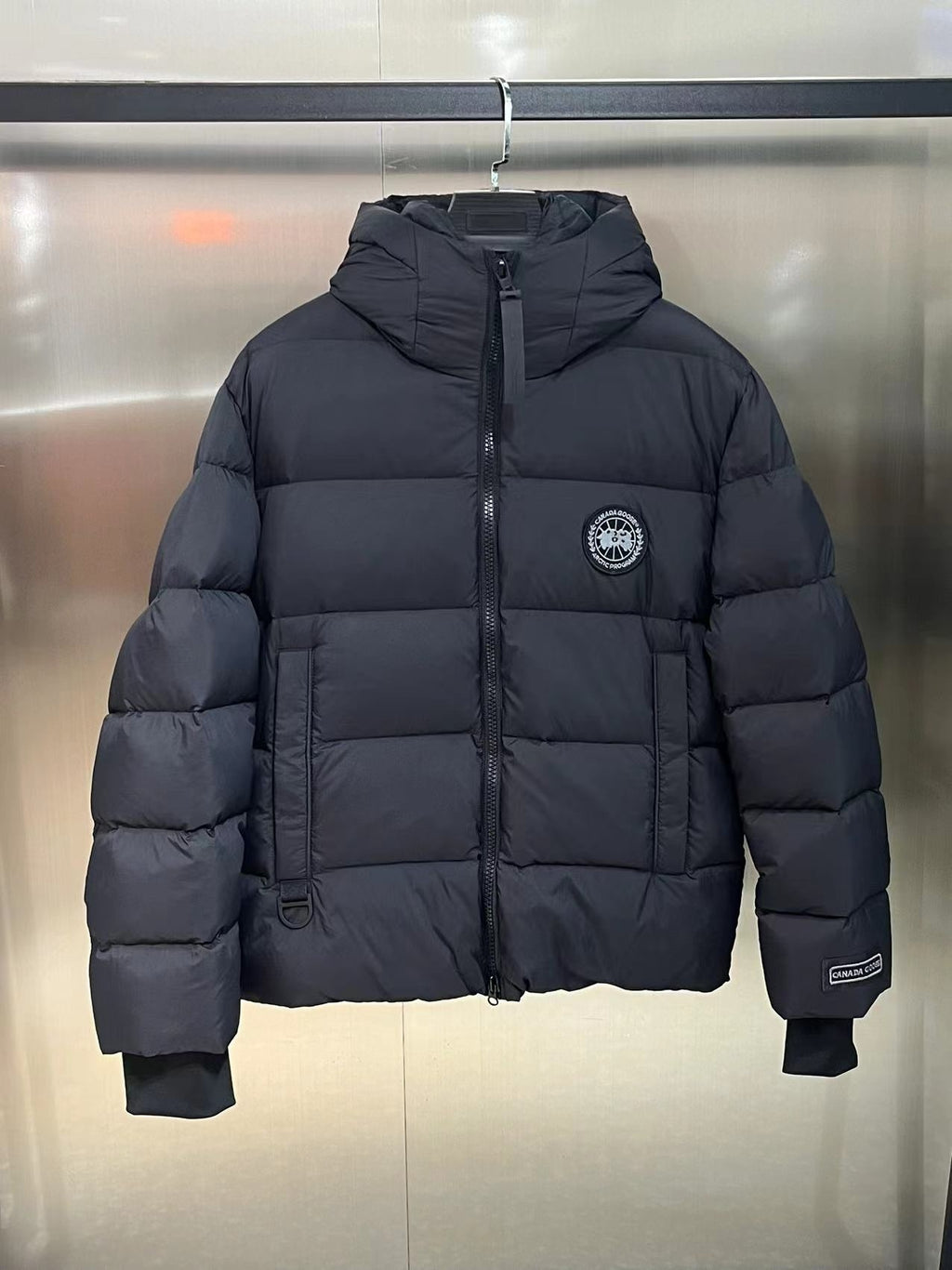 Canada Goose Black Label Hooded Puffer Jacket with Chest Logo