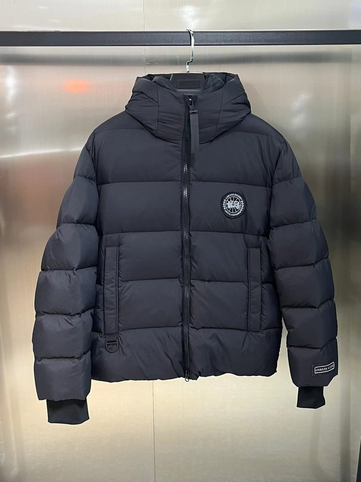 Canada Goose Black Label Hooded Puffer Jacket with Chest Logo