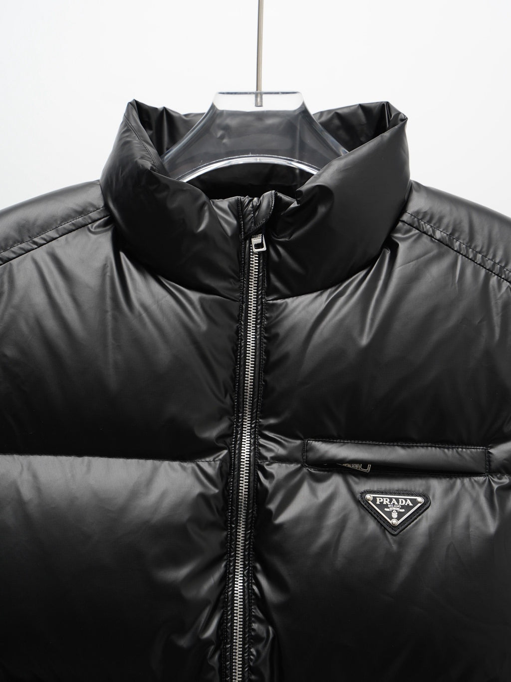 Prada Stand-Collar Quilted Puffer Vest - Black