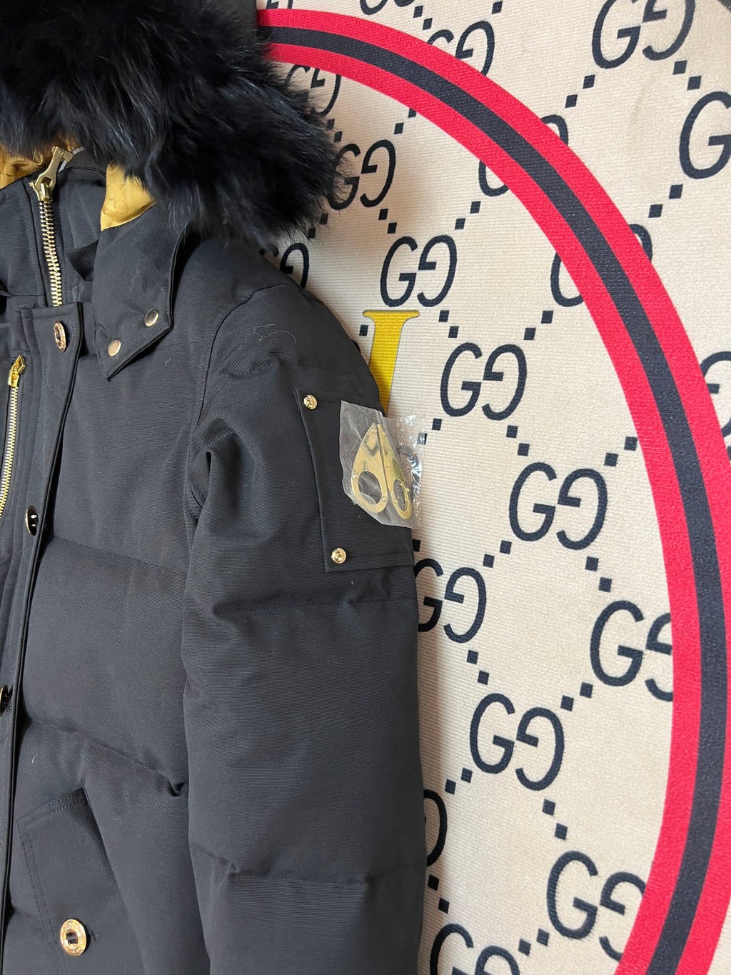Moose Knuckles Women's Hooded Puffer Jacket with Gold-Tone Hardware