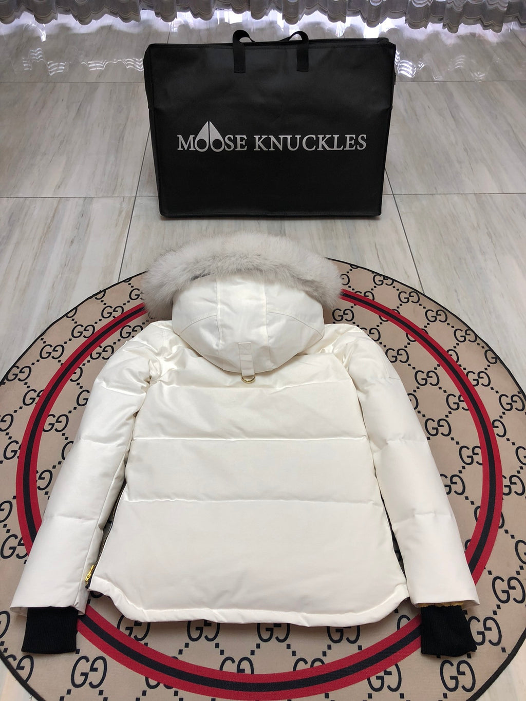 Moose Knuckles Women's Hooded Puffer Jacket with Gold-Tone Hardware