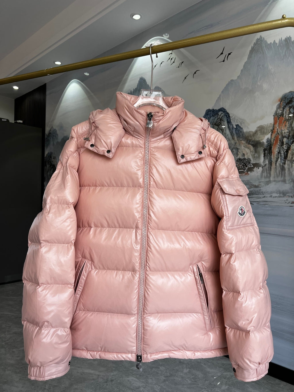 Moncler Maya Glossy Hooded Puffer Jacket