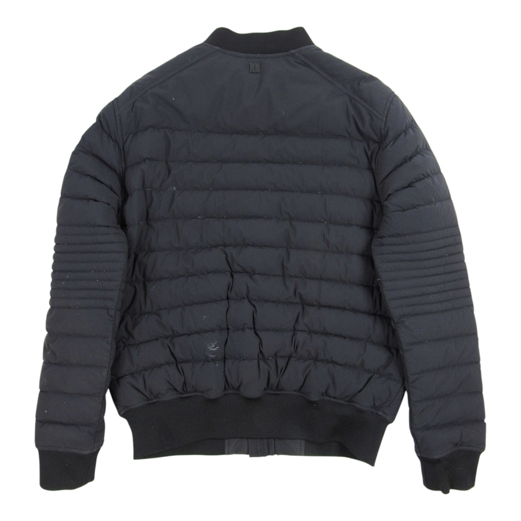 Moose Knuckles Down Bomber 315 Black Quilted Bomber Jacket with Zip Front