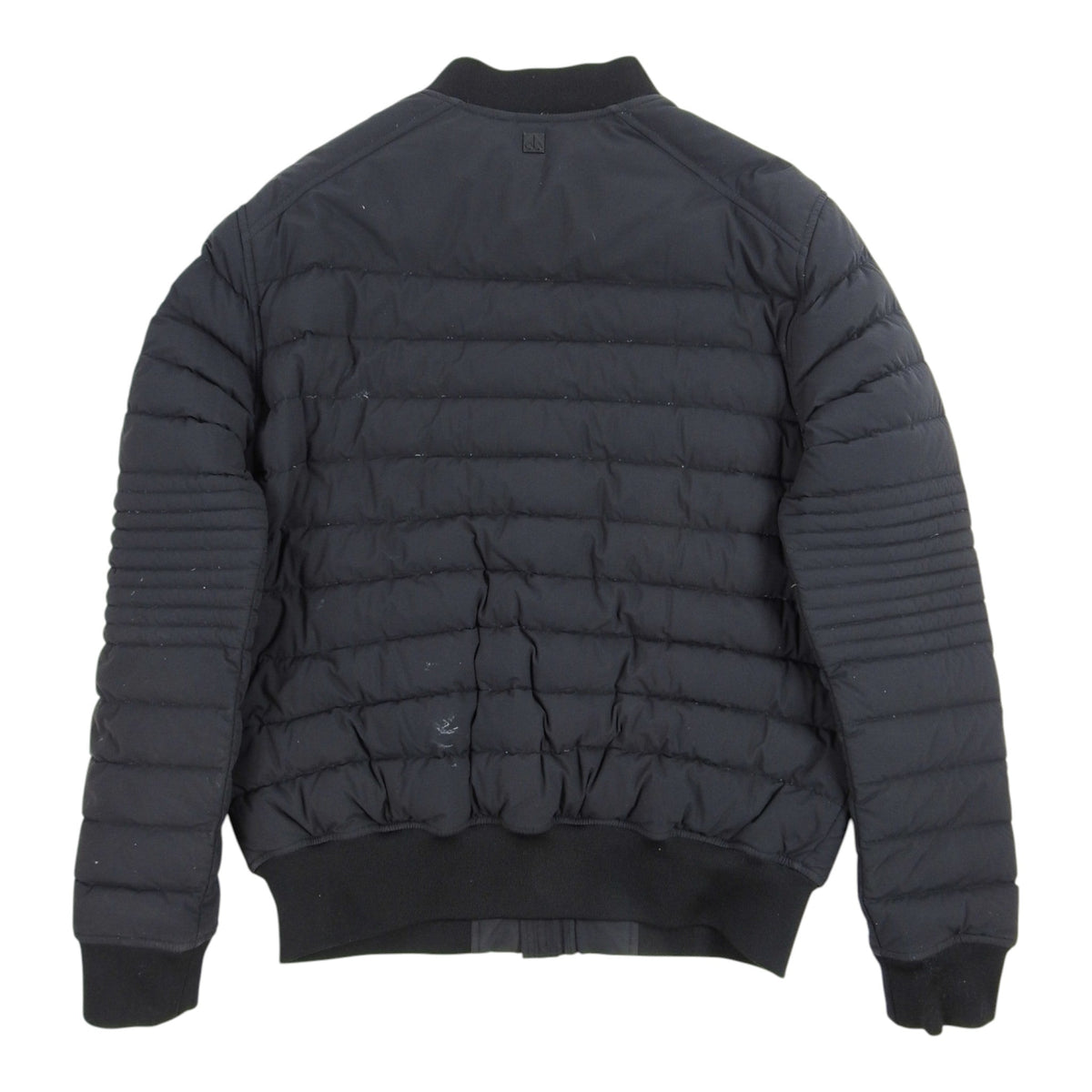 Moose Knuckles Down Bomber 315 Black Quilted Bomber Jacket with Zip Front
