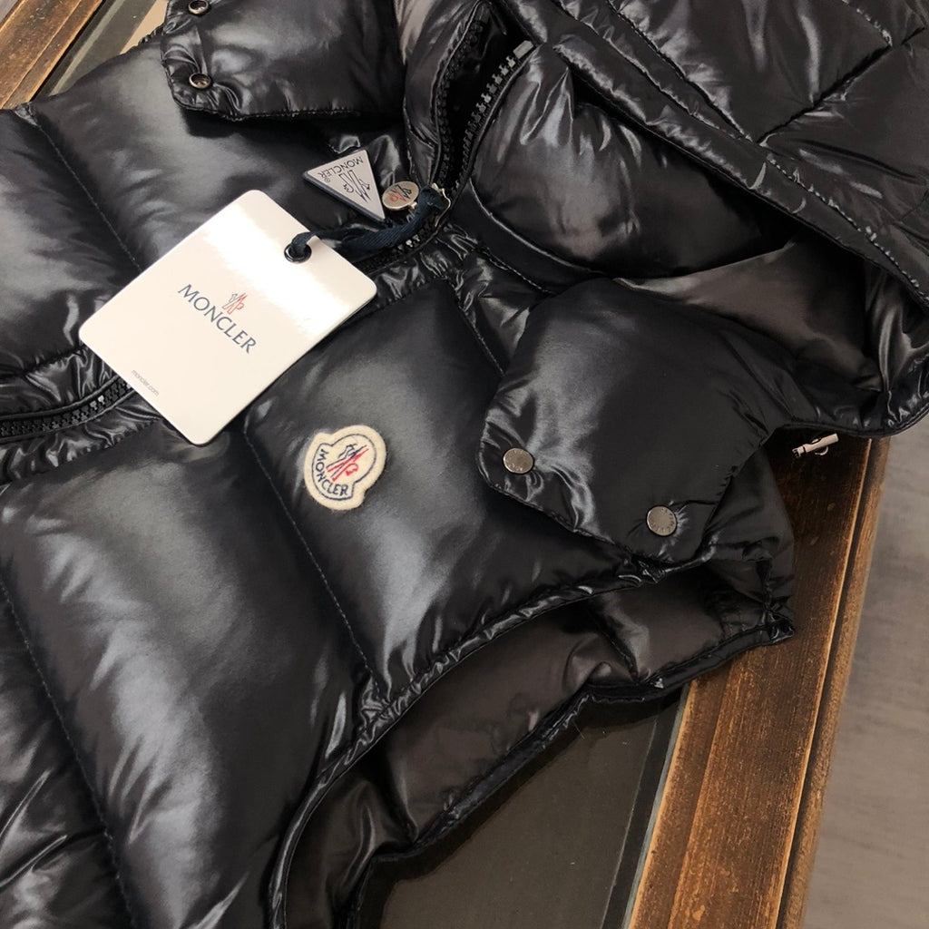 Moncler Glossy Hooded Puffer Vest - Black
