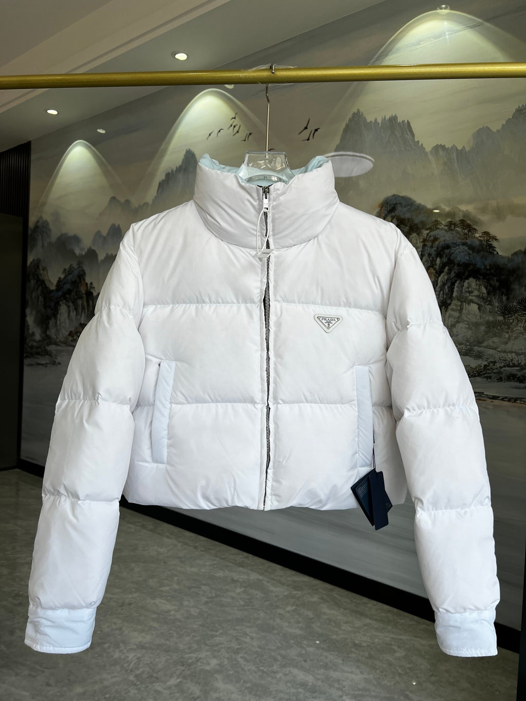 Prada Women's Cropped Stand-Collar Puffer Jacket