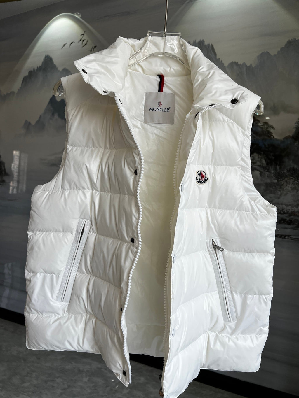 Moncler Stand-Collar Puffer Vest with Snap-Button Front