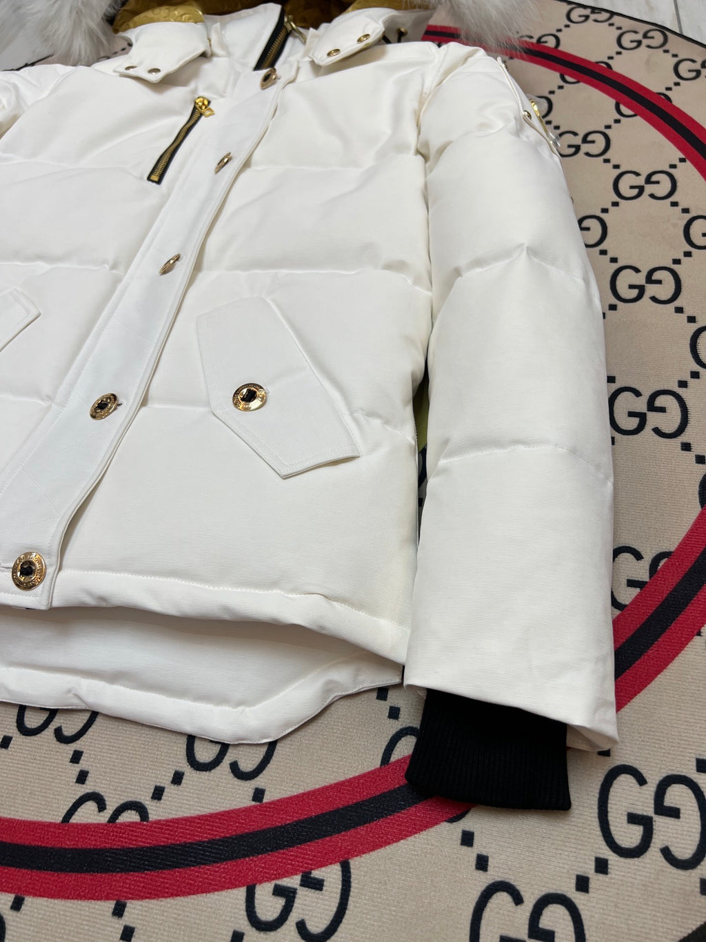 Moose Knuckles Women's Hooded Puffer Jacket with Gold-Tone Hardware