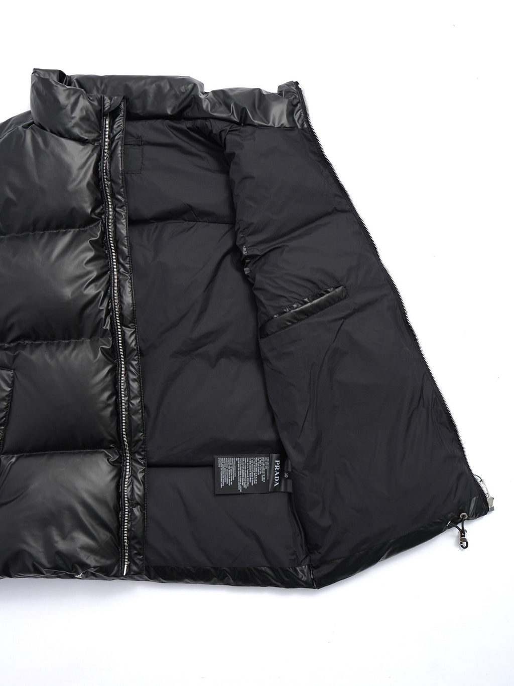 Prada Stand-Collar Quilted Puffer Vest - Black