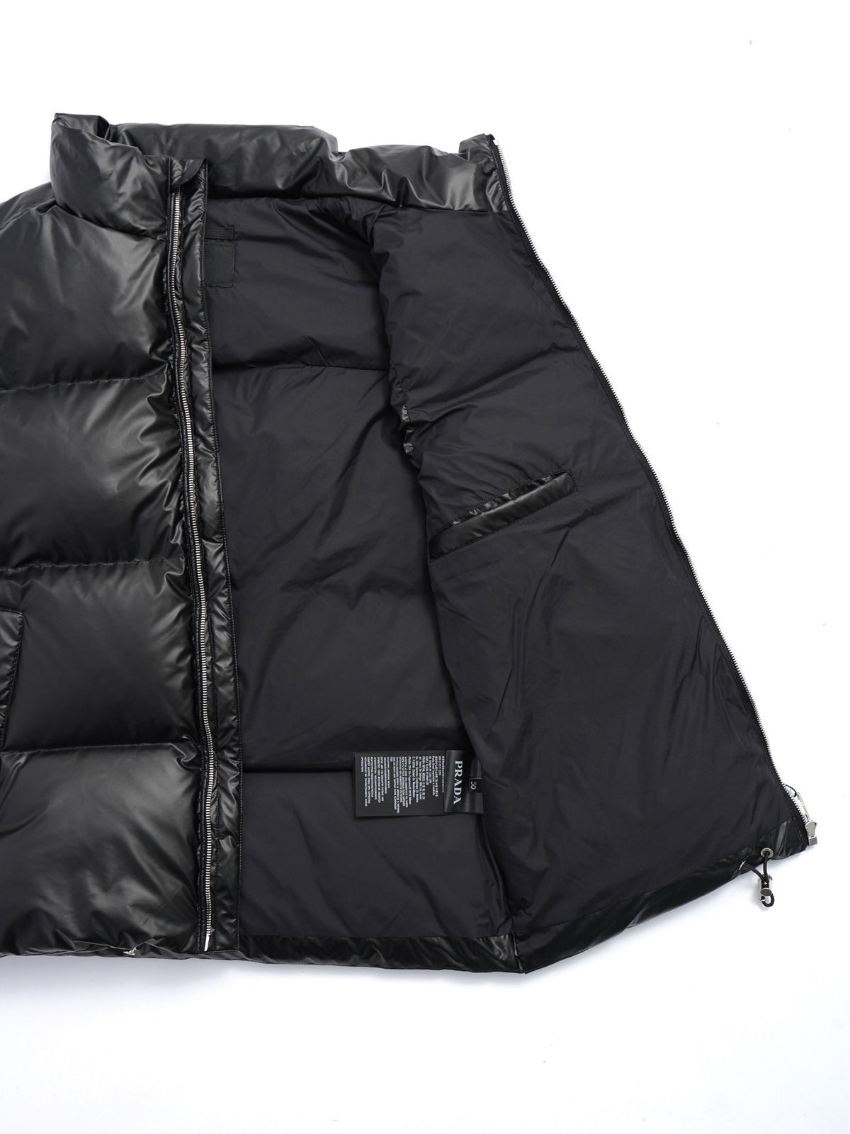 Prada Stand-Collar Quilted Puffer Vest - Black