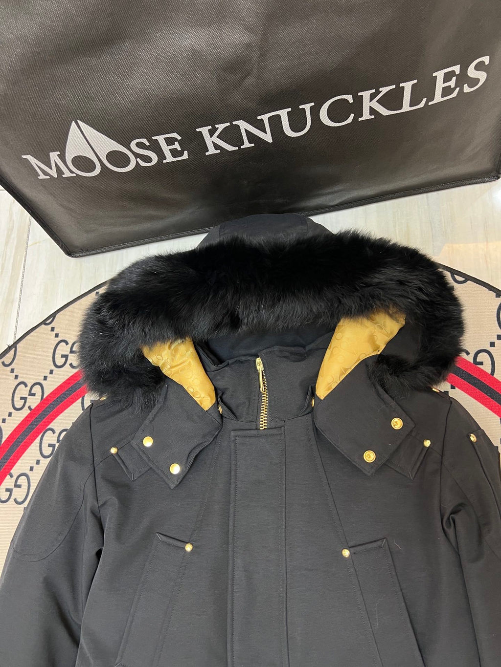 Moose Knuckles Men's Longline Parka with Gold-Tone Detail