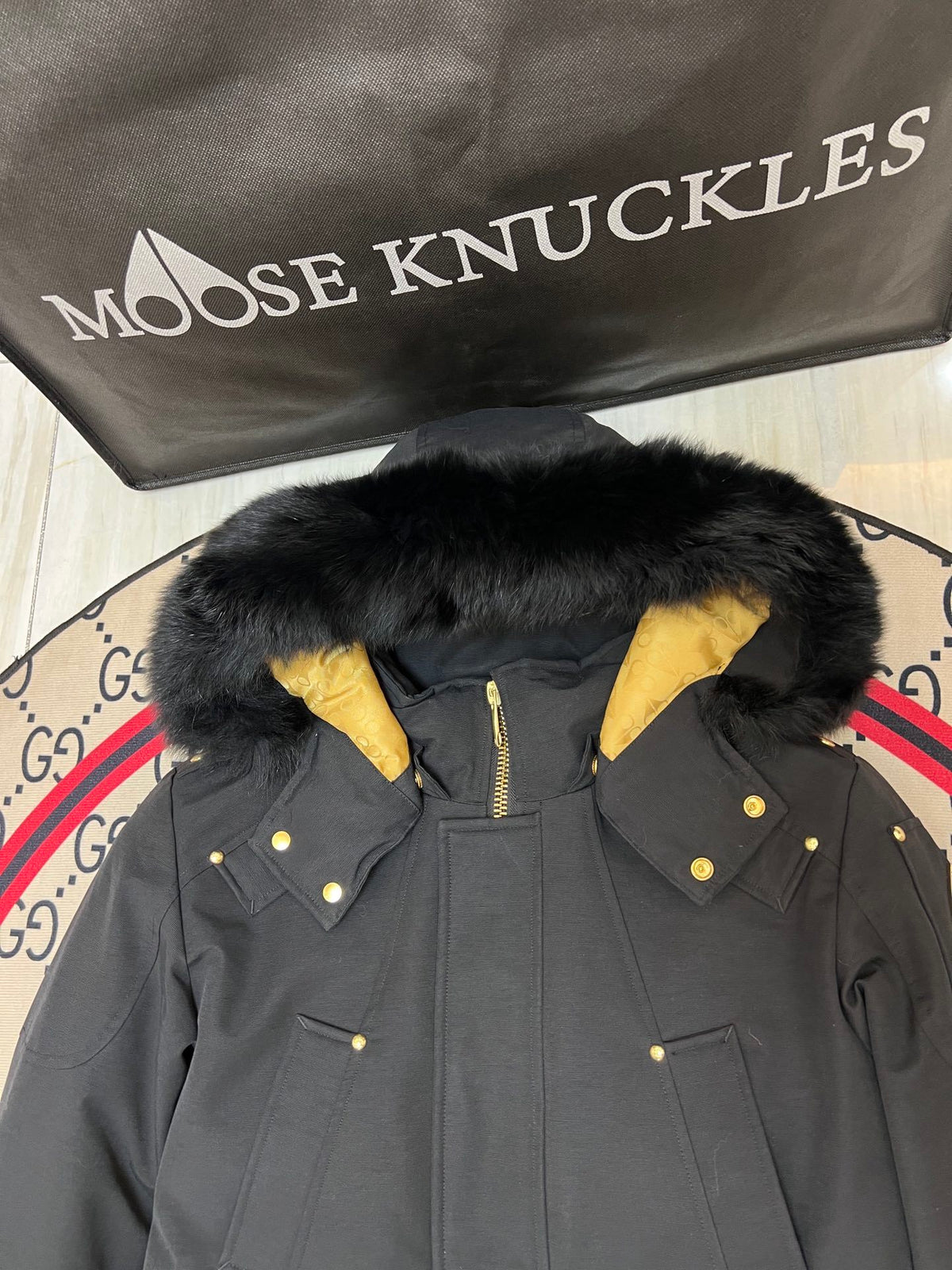 Moose Knuckles Men's Longline Parka with Gold-Tone Detail