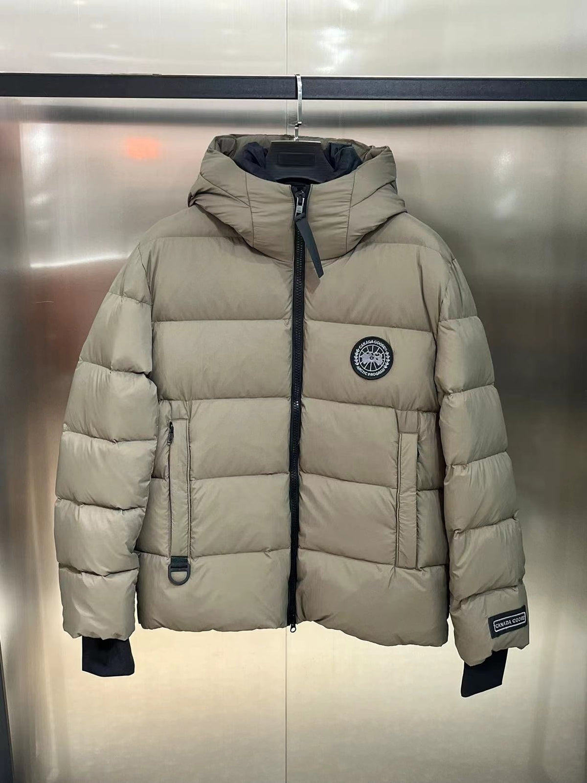 Canada Goose Black Label Hooded Puffer Jacket with Chest Logo