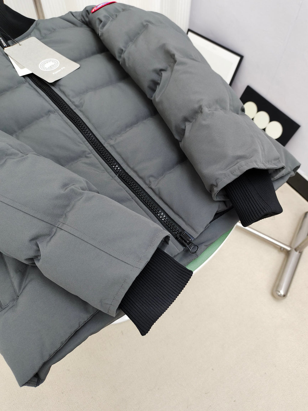 Canada Goose Stand-Collar Puffer Jacket with Contrast Ribbed Trim