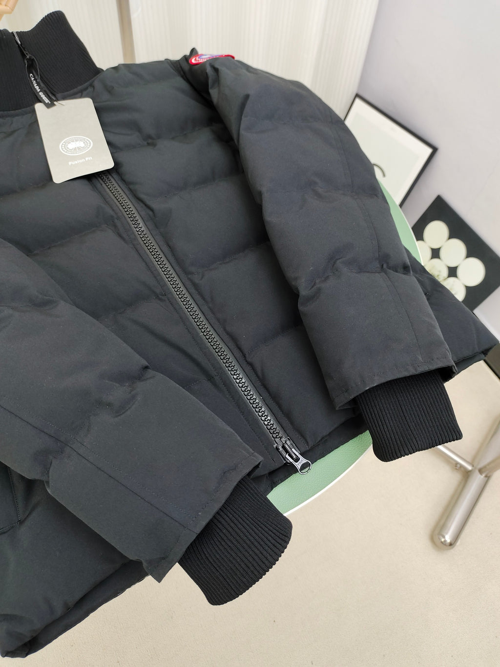 Canada Goose Stand-Collar Puffer Jacket with Contrast Ribbed Trim