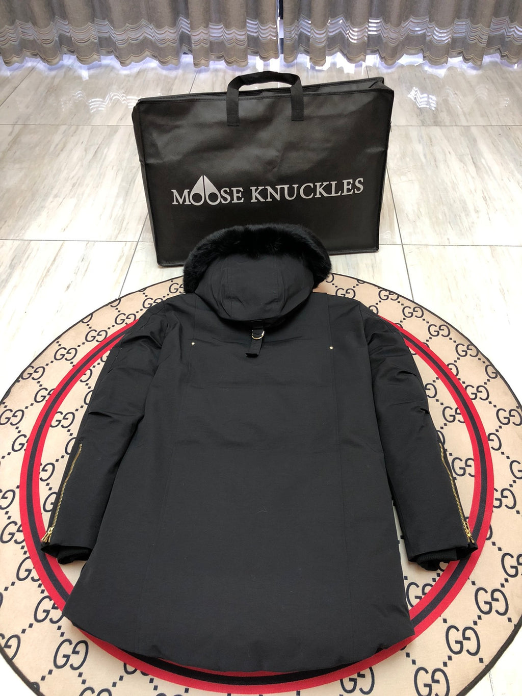 Moose Knuckles Men's Longline Parka with Gold-Tone Detail