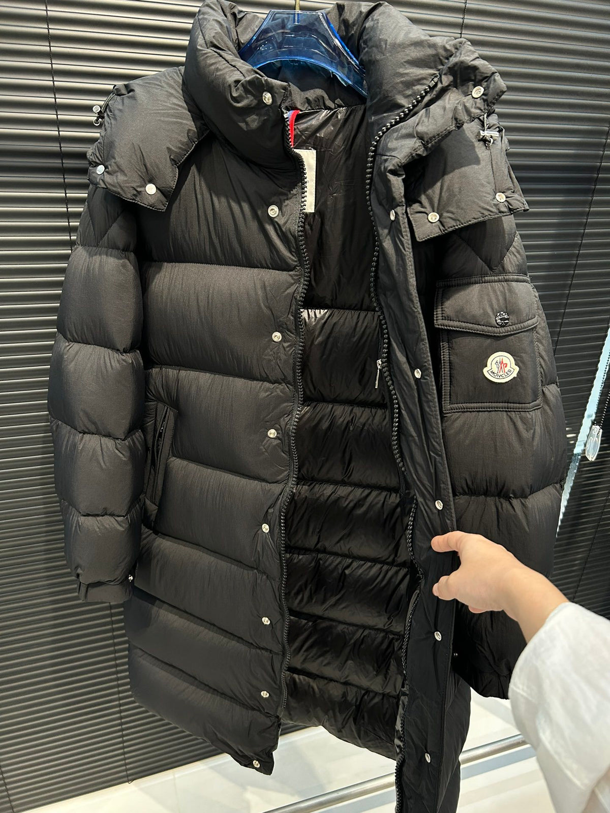 Moncler Maya Longline Matte Hooded Puffer Coat - Black