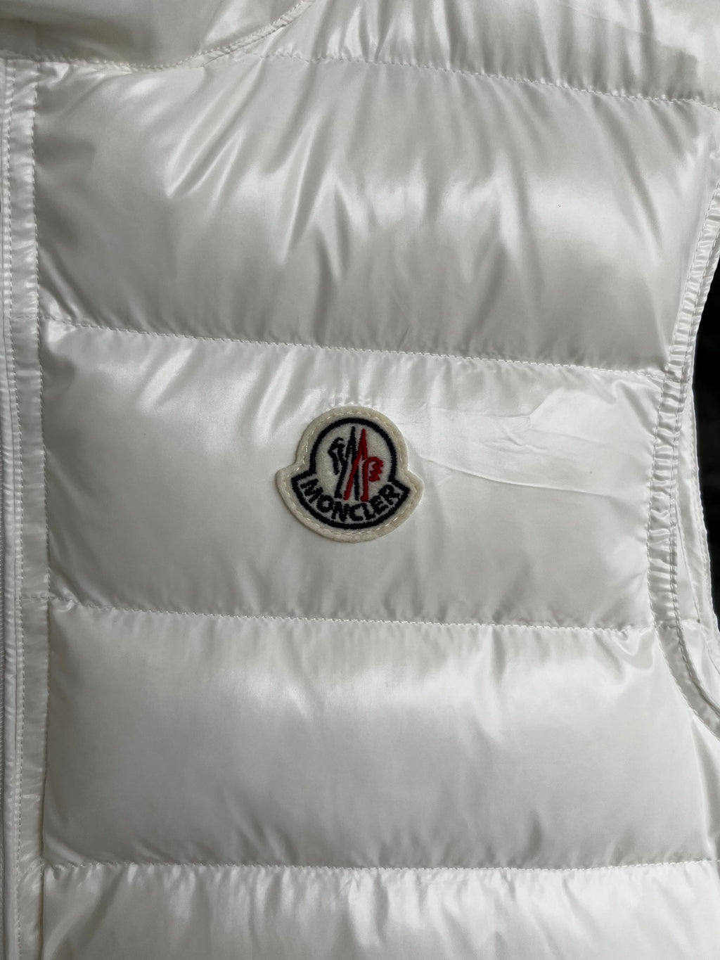 Moncler Glossy Quilted Vest with Angled Zip Pockets