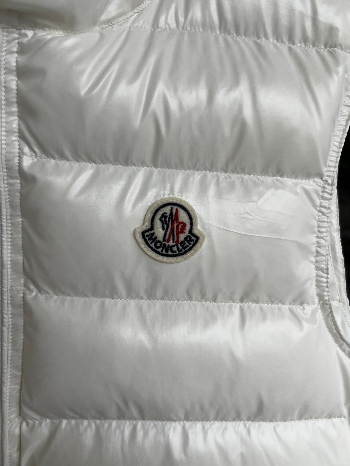 Moncler Glossy Quilted Vest with Angled Zip Pockets