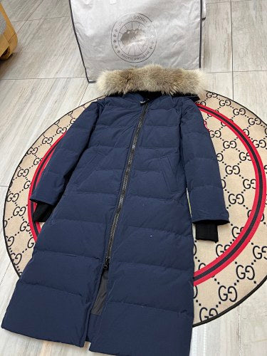 Canada Goose Women's Longline Hooded Puffer Coat with Fur-Look Trim