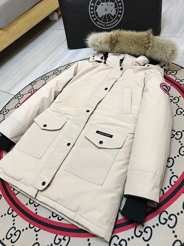 Canada Goose Women's Hooded Parka with Fur-Look Trim - Cream