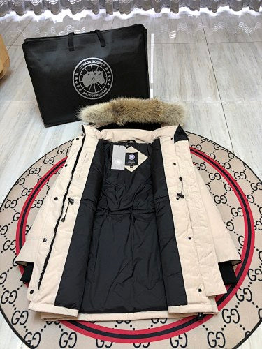 Canada Goose Women's Hooded Parka with Fur-Look Trim - Cream