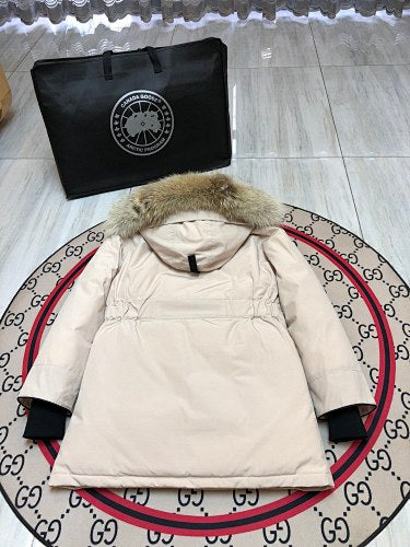 Canada Goose Women's Hooded Parka with Fur-Look Trim - Cream