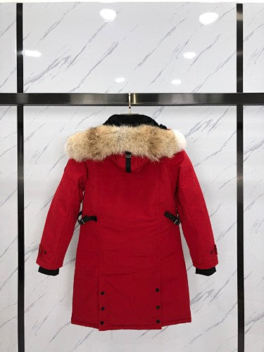 Canada Goose Red Longline Hooded Parka with Toggle Details