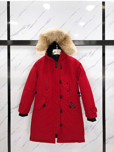 Canada Goose Red Longline Hooded Parka with Toggle Details