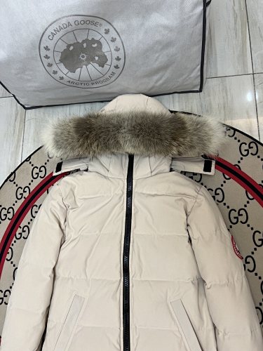 Canada Goose Women's Longline Hooded Puffer Coat with Fur-Look Trim