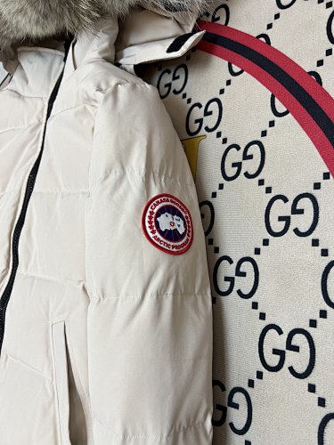 Canada Goose Women's Longline Hooded Puffer Coat with Fur-Look Trim