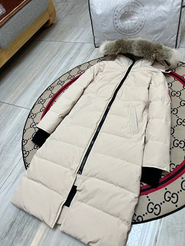 Canada Goose Women's Longline Hooded Puffer Coat with Fur-Look Trim