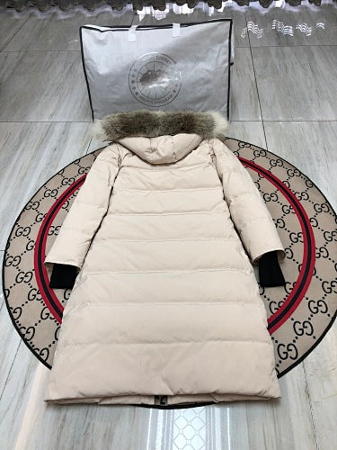 Canada Goose Women's Longline Hooded Puffer Coat with Fur-Look Trim