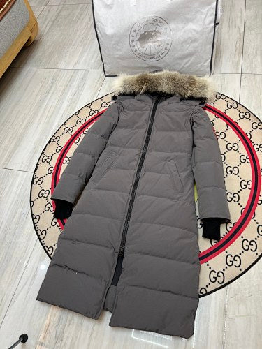 Canada Goose Women's Longline Hooded Puffer Coat with Fur-Look Trim