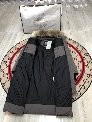 Canada Goose Women's Longline Hooded Puffer Coat with Fur-Look Trim