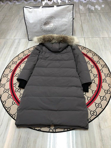 Canada Goose Women's Longline Hooded Puffer Coat with Fur-Look Trim