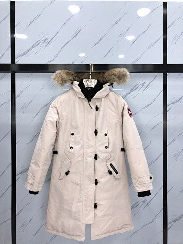 Canada Goose Red Longline Hooded Parka with Toggle Details