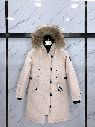 Canada Goose Red Longline Hooded Parka with Toggle Details