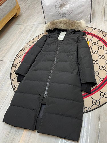 Canada Goose Women's Longline Hooded Puffer Coat with Fur-Look Trim