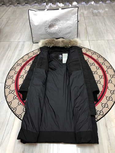 Canada Goose Women's Longline Hooded Puffer Coat with Fur-Look Trim