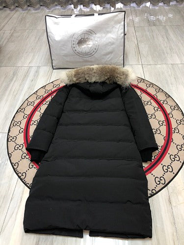 Canada Goose Women's Longline Hooded Puffer Coat with Fur-Look Trim